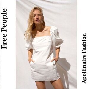 FREE PEOPLE CARLIE TUNIC DRESS WHITE MEDIUM NWT